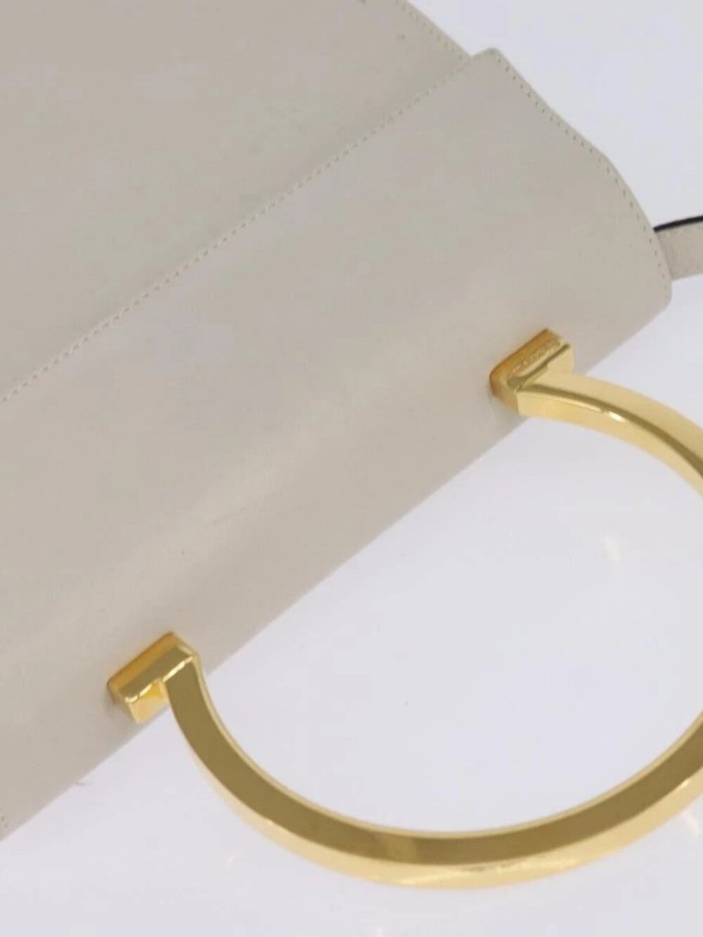 Salvatore Ferragamo Hand Bag Leather 2way White Gold Auth BA5896 - Picture 6 of 15